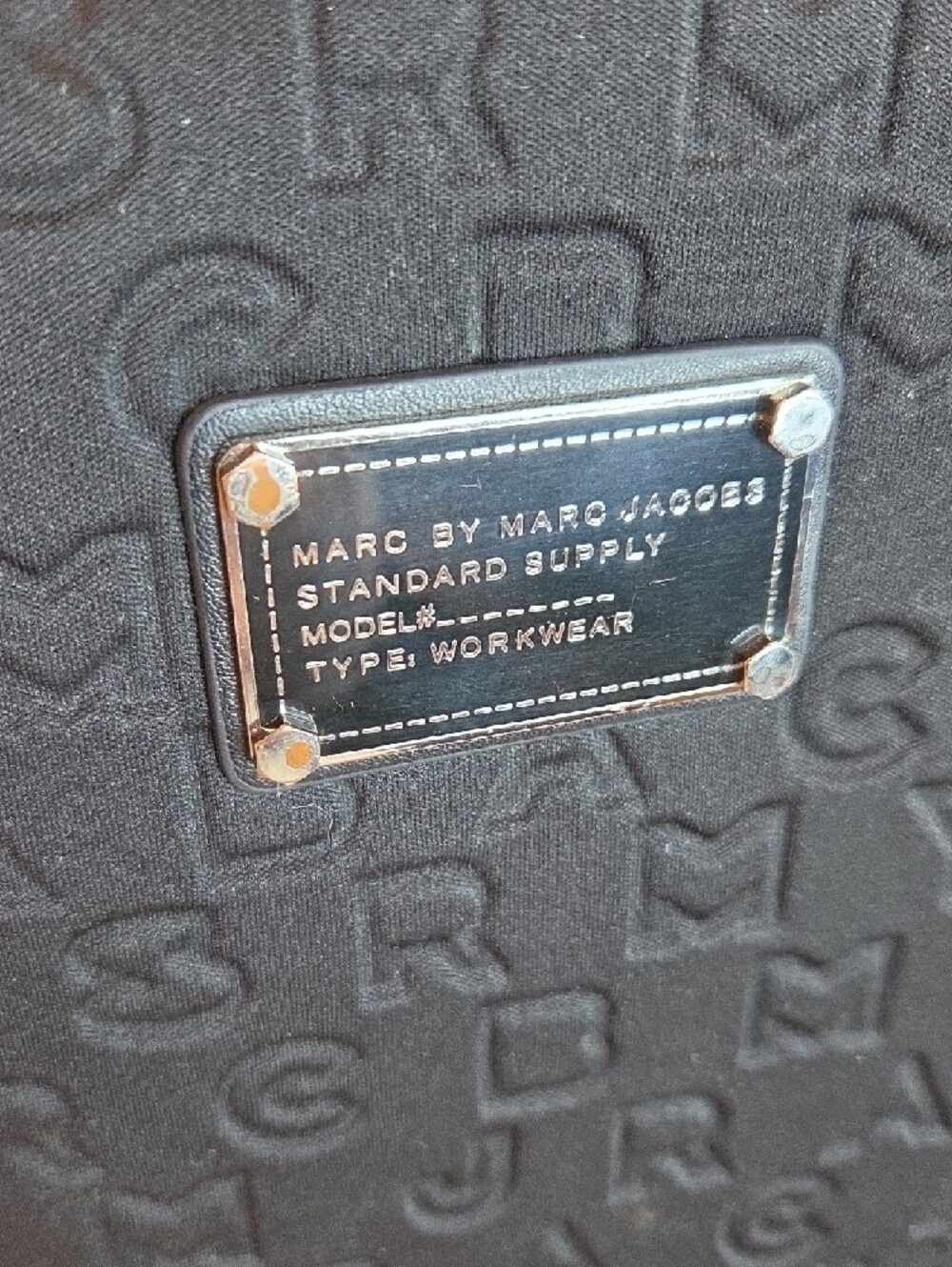 Marc by Marc Jacobs Black Embossed Logo Tech Sleeve with Silver Plaque - Picture 6 of 7